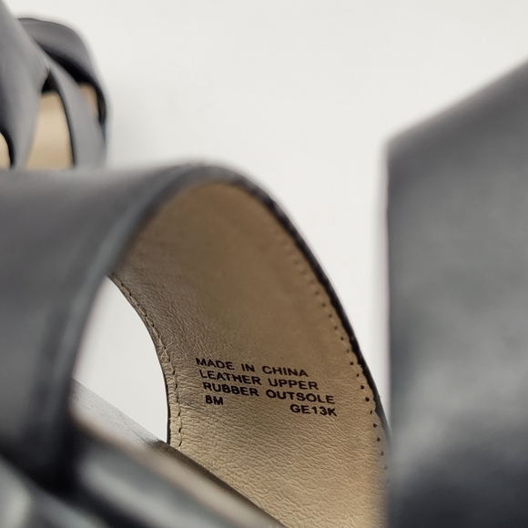 Michael Kors Carla Black Leather Platform Heels Size 8 - Picture 11 of 12